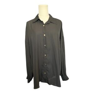 EUC Intempo black button-up blouse with gold buttons – size XL
